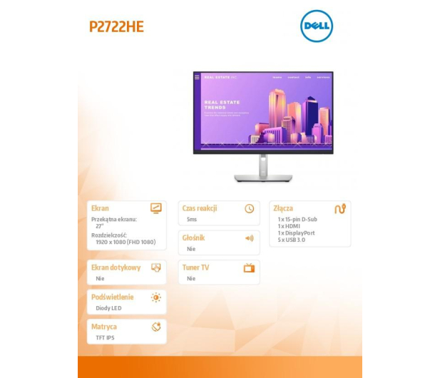 Dell P2722H 5Y - 1069696 - zdjęcie 2